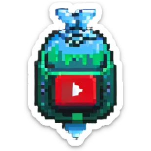 YouTube bell notification icon badge with pixel art style sticker