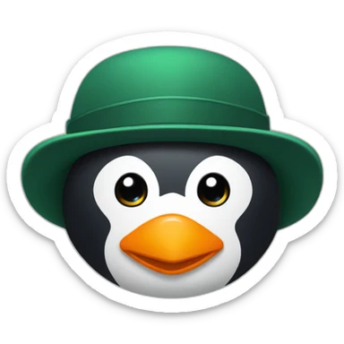 penguin with a dark green flat cap hat sticker