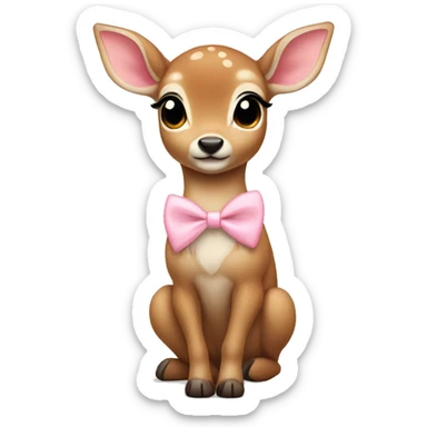 fawn with light pink bow  sticker