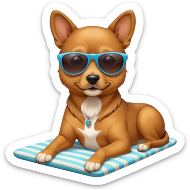 Dog in a human body suntanning sticker