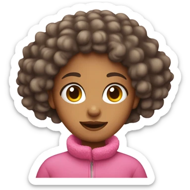 girl with curly hair and pink ear muffs sticker