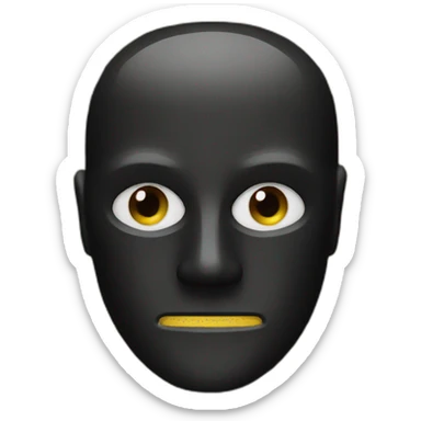 man in a black mask with letters FM on the mask sticker