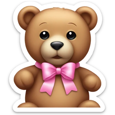 cute teddy bear with pink bow sticker