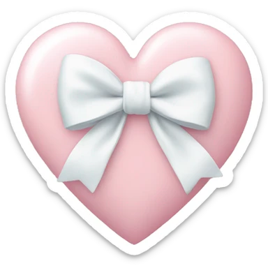 Pastel pink heart with white bow sticker