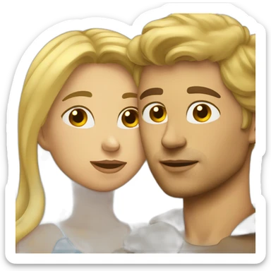 Blonde woman kisses brown haired man sticker