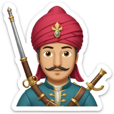 Ottoman Janissary holding a musket with expressive face sticker