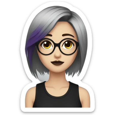 Emo girl with glasses and graphic eyeliner sticker