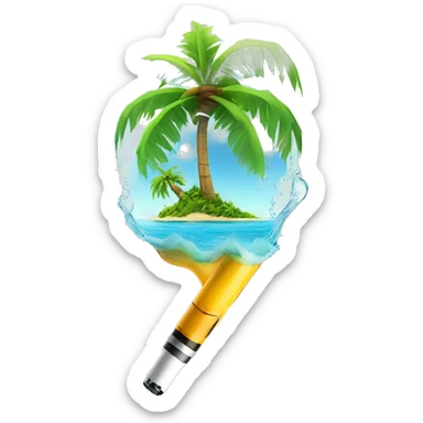 palm in island with disposable e-cigarette in water sticker