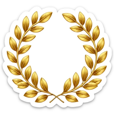 A golden laurel wreath shining with elegant metallic leaves. sticker