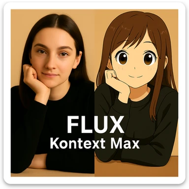 same similar image but chnage the text to "Flux Kontext Max" sticker