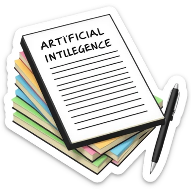 generate a small emoji for the word saying "artificial intelligence on notes" sticker