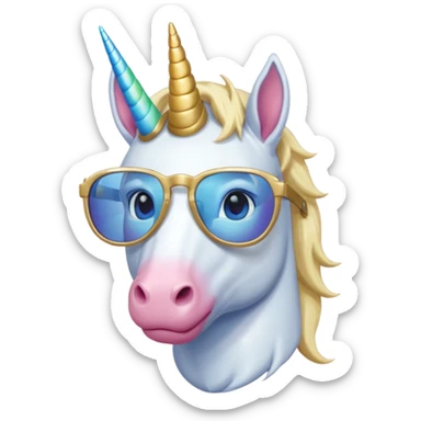 Male blonde blue rainbow white coated Unicorn wearing sunglasses sticker