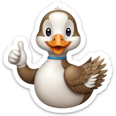 art style drawing goose character giving a thumbs up sticker