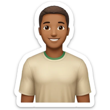 smiling black man with big teeth, standard male haircut, oval face, with Christ the Redeemer statue in the background, Rio de Janeiro, no glasses sticker