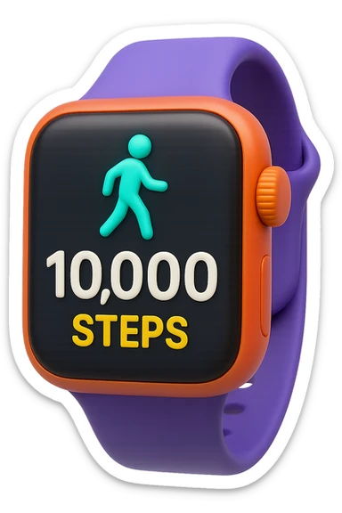 emoji 3d stile iphone che rappresenta un orologio contapassi con 10k di passi segnati 3d sticker
