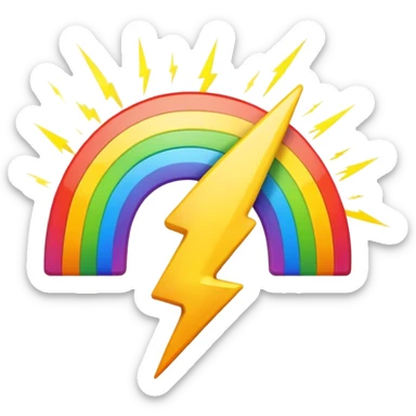 Rainbow and lightning  sticker