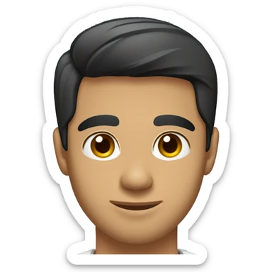 A head and shoulders shot of a 30 year old Hispanic man, with short black hair,   with brown eyes wearing a t-shirt. sticker