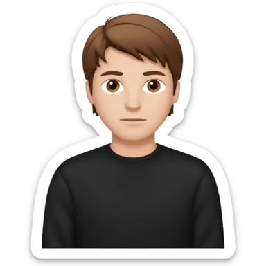 white man black pullover brown styled hair sticker