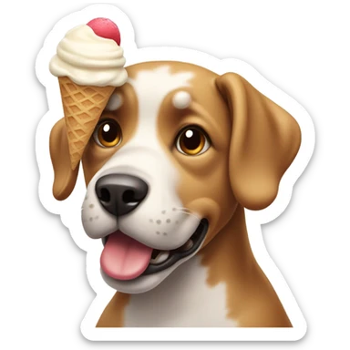 dog with ice cream spilled on head sticker