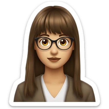 fille avec frange brune et des lunettes sticker