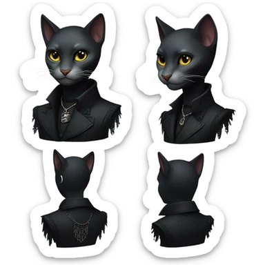 sleek gothic puma catgirl  sticker