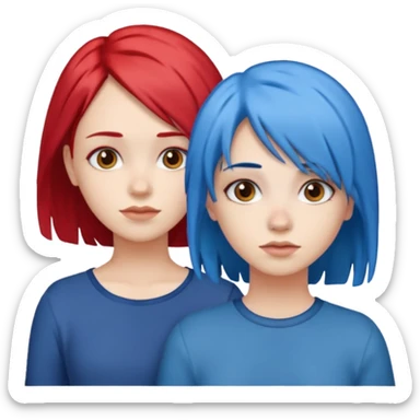 👭one having blue hair and one having red hair sticker