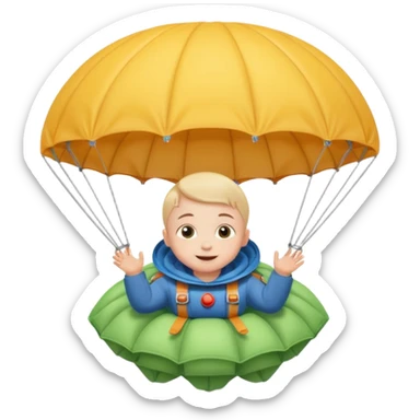 Skydiving baby with parachute and UFO sticker