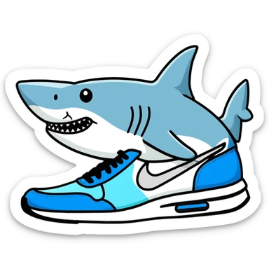Un tiburón y que en las patas tenga unos tenis nike azules sticker