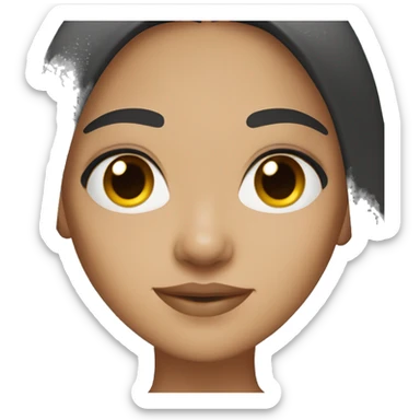 light skin girl with straight black hair and dark brown eyes sticker