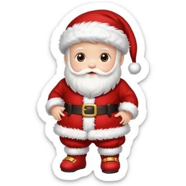 a baby wearing santa clothes and cute fluffy shoes sticker
