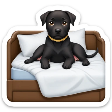 black lab/amstaff dog tugged in bed sticker