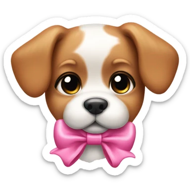 Puppy pink bow sticker