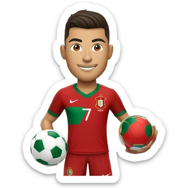 cristiano ronaldo con la camiseta de portugal sosteniendo la copa del mundo sticker