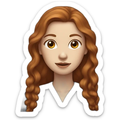 darkgingerhair woman with not long hair, blue eyes and light beige skin  sticker
