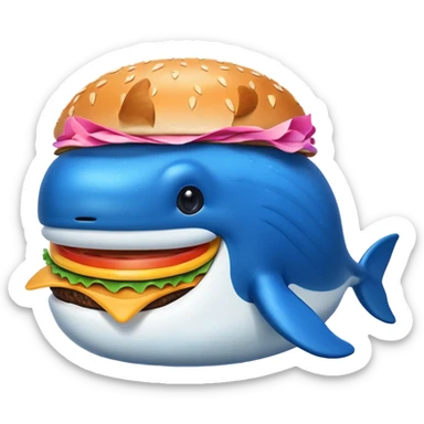 A burger and a whale combined, Telegram emoji style sticker