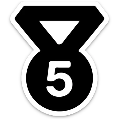 black and red medal with the number 5 in the center, bold and clear design sticker
