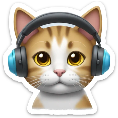 Cat with headset with hr hand sticker