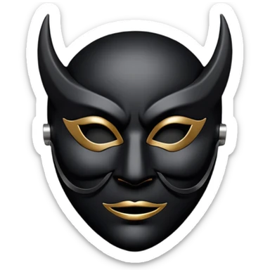 Minimal emoji, gothic mask forged from matte black leather, emotionless expression, smooth heavy surface, subtle leather texture, deep shadows, no glow, no neon, flat emoji style, centered sticker
