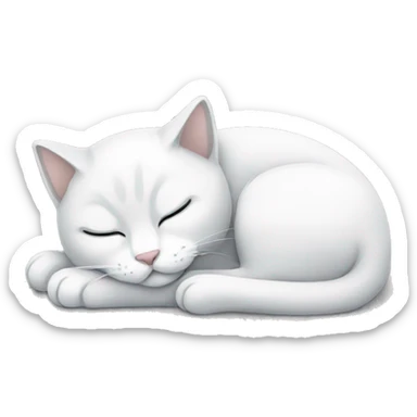 White and grey kitty sleeping  sticker
