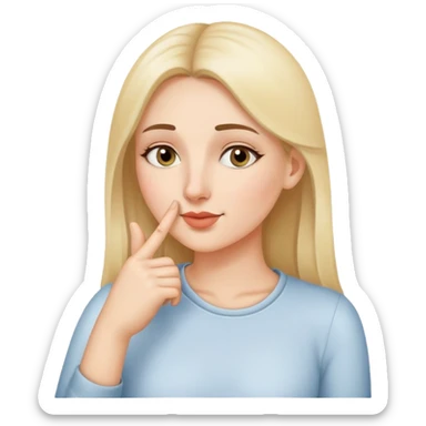 Woman touching her nose with her index finger sticker