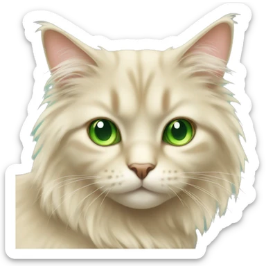 Long hair fluffy beige cat with green eyes sticker