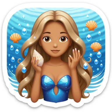 woman with seashells and sparkles full body sticker
