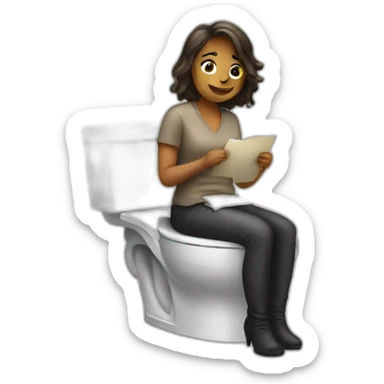 Writer woman sitting at toilet sticker