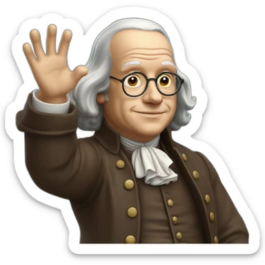 benjamin franklin with an arm up closed realistic sticker