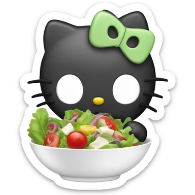 Hello kitty eating a bowl of salad sticker