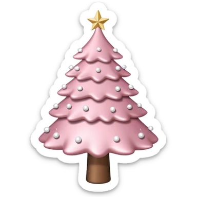 A light pink Christmas tree with white shimmering small stars all over it sticker