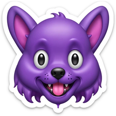 alien dog purple very big folded ear and panting sticker