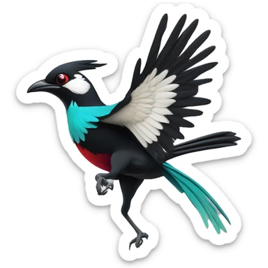 Swooping magpie in colours of swoop broadband sticker
