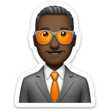 Hombre con traje de mandarina y gafas sticker