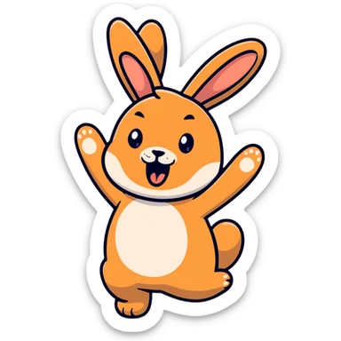 brown bunny stretching arms while yawning sticker